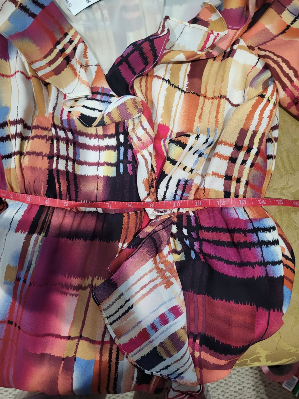 International Concepts Plaid Ruffle Faux Wrap Dress - Picture 6 of 9